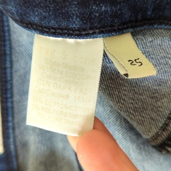 Rag & Bone Classic Dark Wash High Rise 10 Inch Skinny Capri Side Slit Jeans 25 - Picture 10 of 16